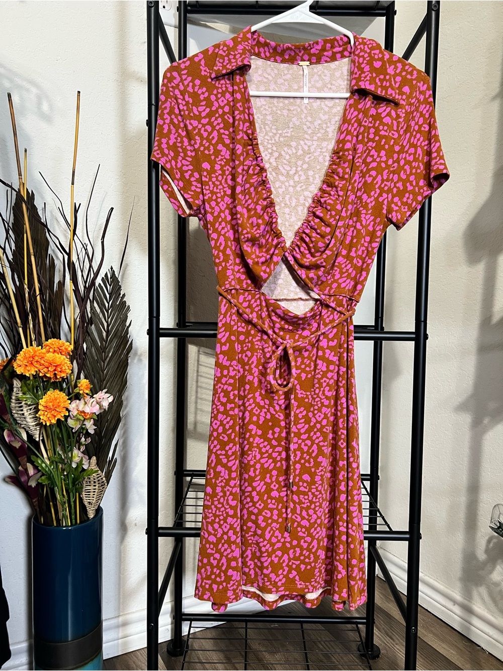 Free People Women's Pink Print Wrap Dress Size S